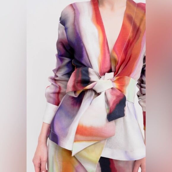 Silvia Tcherassi Saanvi Blouse Iridescent Marble Size 2L - Picture 3 of 13